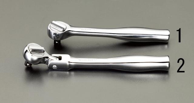 エスコ ESCO 1/4"sqx140mm ラチェットハンドル(首振りタイプ) EA618VE-2 WO店