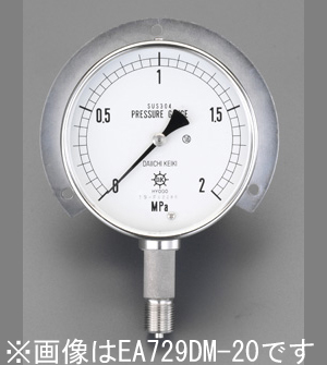 エスコ ESCO G3/8"/100mm/0-1.6MPa つば付圧力計(ステンレス) EA729DN-16 WO店