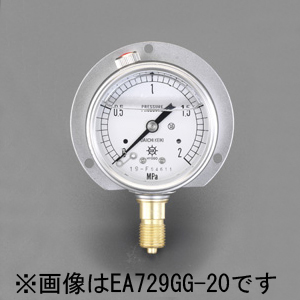 エスコ ESCO 75mm/ 0-10MPa つば付圧力計(グリセリン入) EA729GH-100 WO店