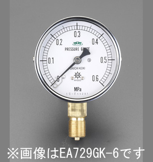 エスコ ESCO 60mm/0-5.0MPa 圧力計(耐脈動圧形) EA729GK-50 WO店