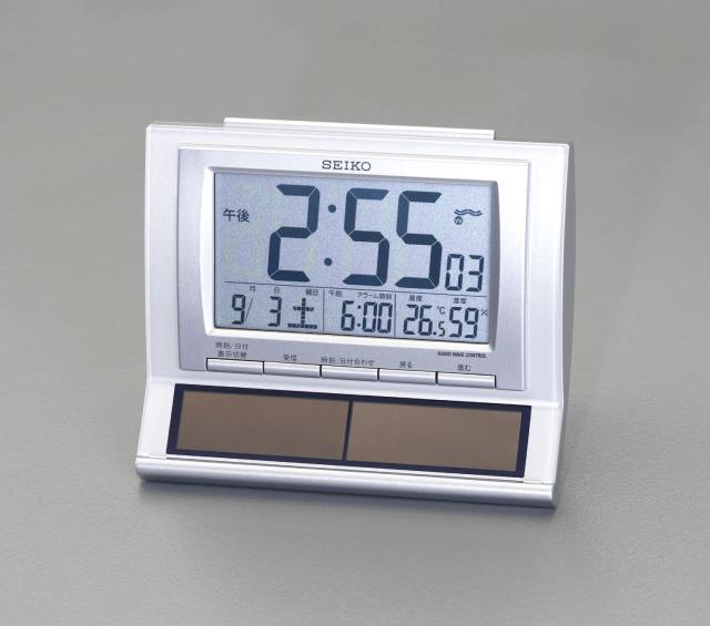 エスコ ESCO 107x140x72mm 電波置時計(ソーラー電源) EA798CS-60 WO店