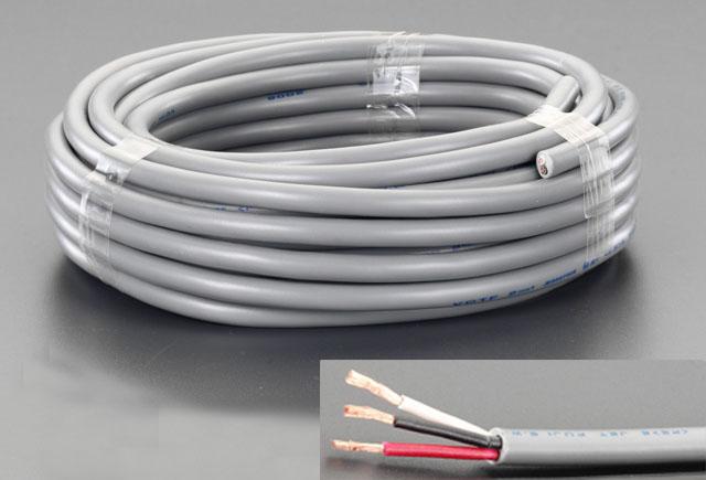 エスコ ESCO 300V/17A/ 20m ビニールキャブタイヤケーブル(3芯/灰) EA940AG-23 WO店の通販は