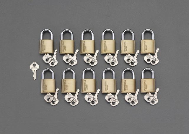 エスコ ESCO 20mm 南京錠 マスターキー付/12個組 EA983SH-120M WO店