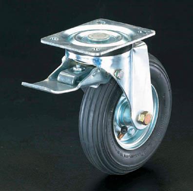 エスコ ESCO 220mm キャスター 自在・空気入・前輪ブレーキ EA986HH-2 WO店