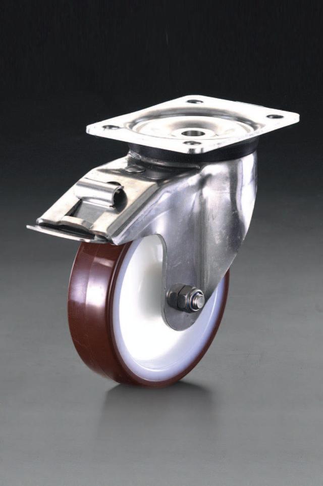 エスコ ESCO 100mm キャスター 自在・後ブレーキ付・ステンレス製 EA986LH-0 WO店