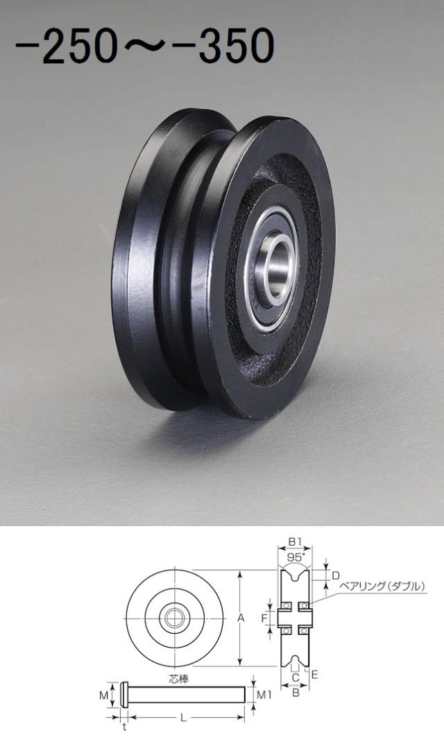 エスコ ESCO 120mm 戸車車輪 Ｖ型・重量用 EA986VA-320 WO店