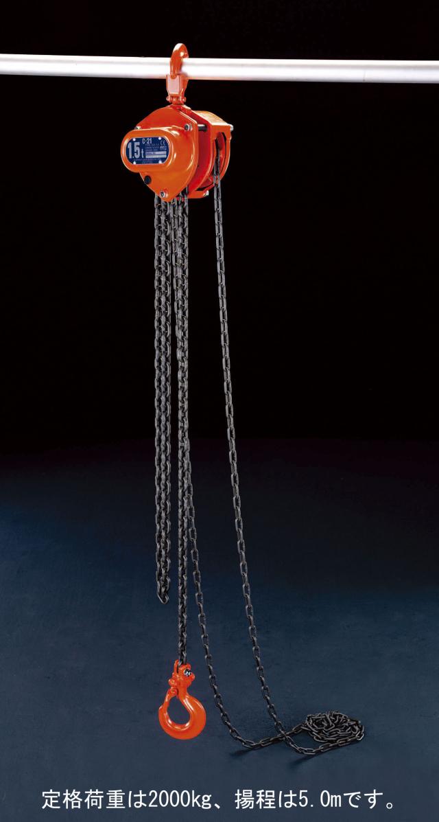 エスコ ESCO 2.0tonx5.0m チェーンブロック EA987CM-5 WO店