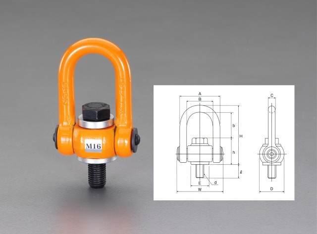エスコ ESCO 0.5ton/M10x16mm マルチアイボルト EA987GY-10 WO店の通販は