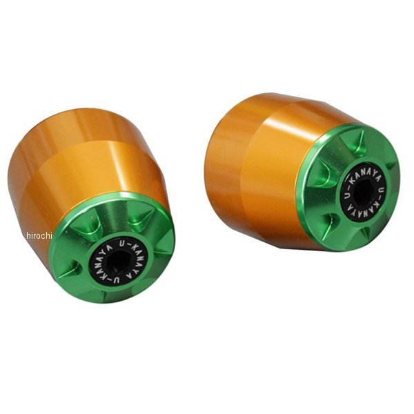 ユーカナヤ U-KANAYA アルミビレット バーエンド 04年-07年 グランドマジェスティ250 SG15J ゴールド/緑 BEGD-YA036-GR WO店