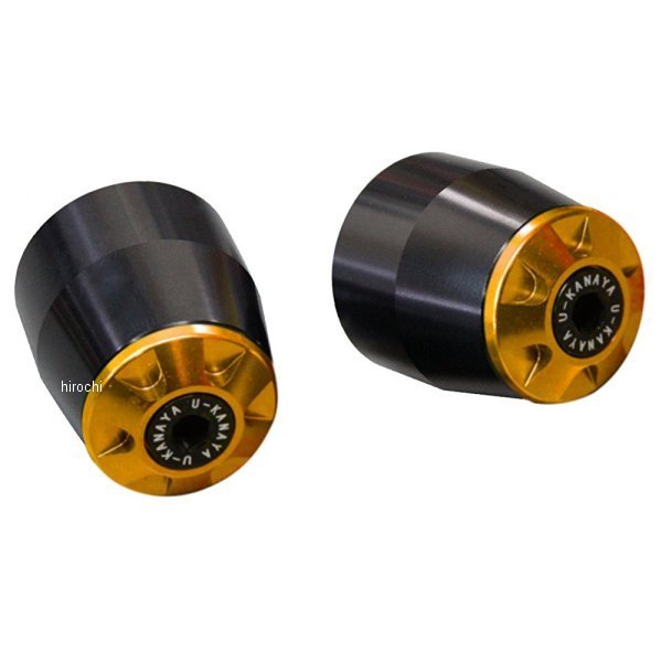 ユーカナヤ U-KANAYA アルミビレット バーエンド 14年 マジェスティS155 SMAX155 黒/ゴールド BEBK-YA045-GD WO店