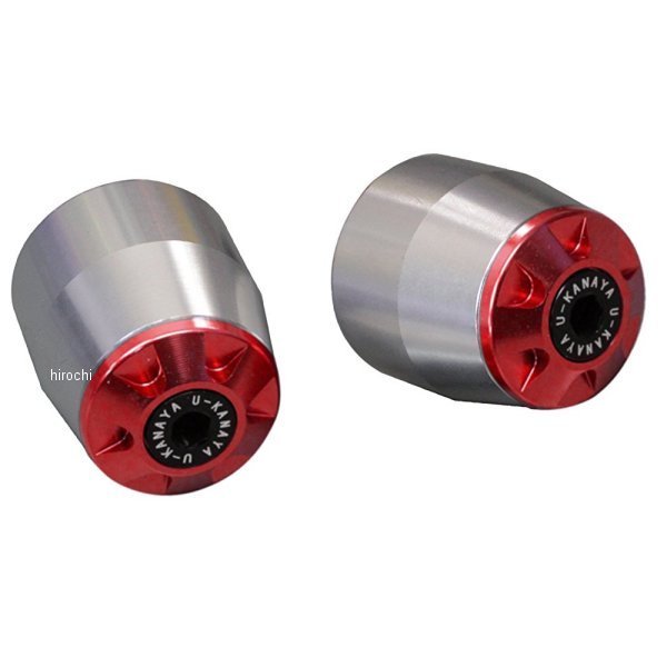 ユーカナヤ U-KANAYA アルミビレット バーエンド 14年 MT-07 シルバー/赤 BESV-YA038-RD WO店