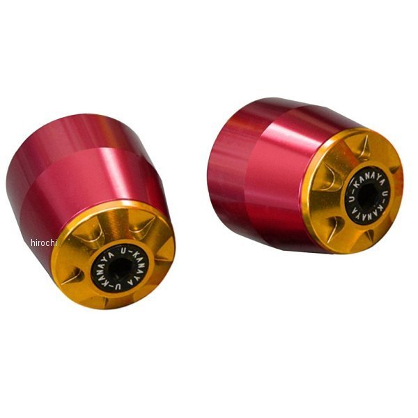 ユーカナヤ U-KANAYA アルミビレット バーエンド 95年-06年 マジェスティ250、マジェスティ250C 赤/ゴールド BERD-YA025-GD WO店の通販は