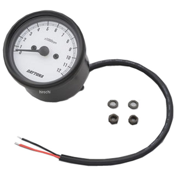 デイトナ 機械式タコメーター φ60 LED照明 12000rpm 黒/白 汎用 WO店