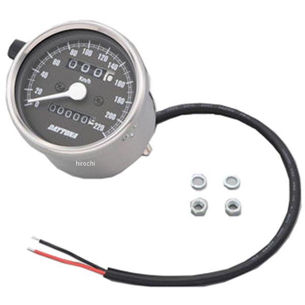 デイトナ 機械式スピードメーター φ60 LED照明 220km シルバー/黒 汎用 WO店