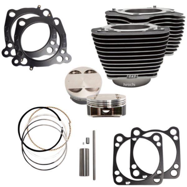 S&Sサイクル S&S Cycle 124 ビックボアキット M8 107 ハイライトフィン リンクルブラック 0931-0834 WO店の通販は