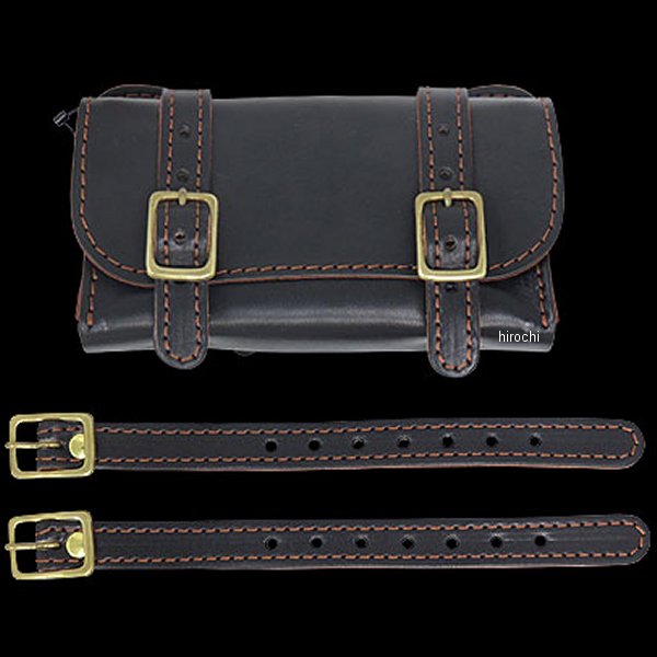 ラフテール Rough Tail グリースモンキーツーリングポーチBK ステッチBR×ブラス 016149-NF WO店