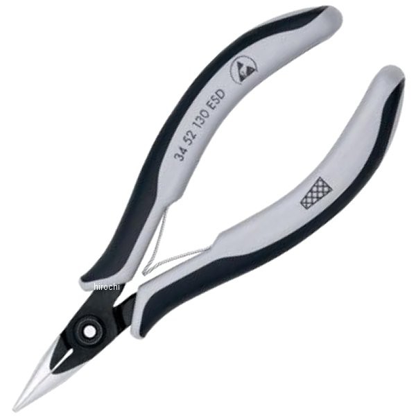 KNIPEX クニペックス 精密プライヤー 丸 クロスメッシュ 3452-130ESD