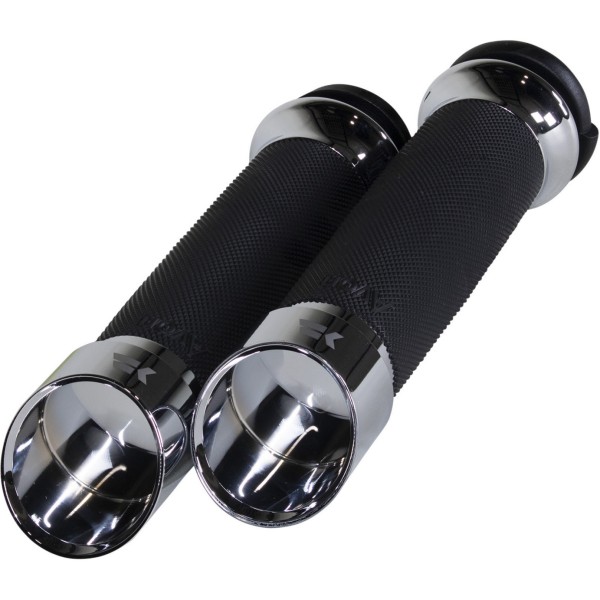 クロームワークス KHROME WERKS カスタムエッジグリップ 1" 黒/クローム 0630-2837 WO店