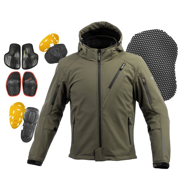 コミネ KOMINE 秋冬モデル プロテクトソフトシェルウィンターパーカ-IFU ネオオリーブ Lサイズ 4582611192054 WO店