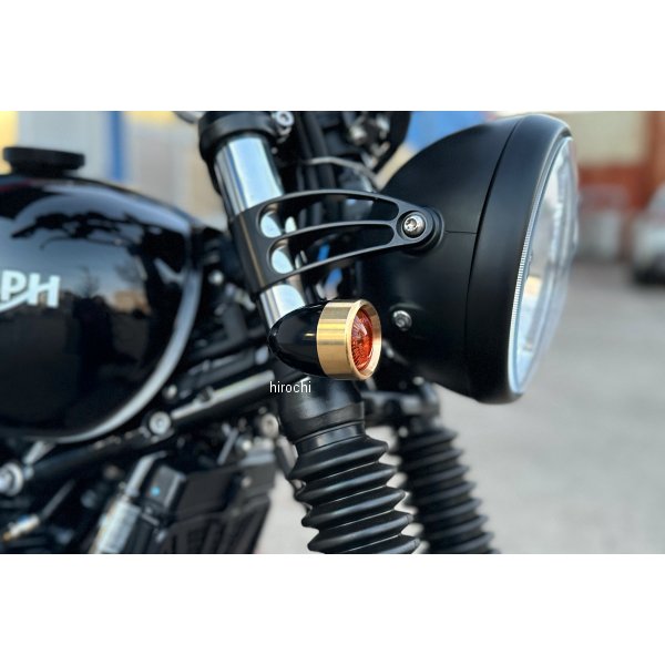 モートーンカスタムズ ウインカー アルミビレット M10 汎用 2個 黒/ブラス 4550255913731 WO店_2