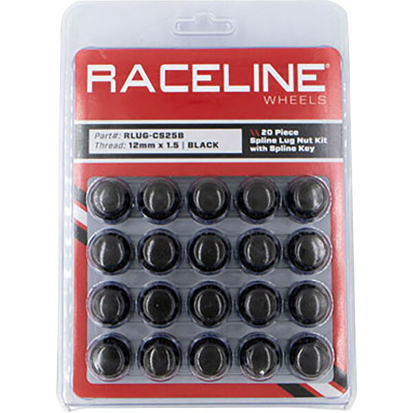 Raceline Wheels スプライン ラグナット キット 12 mm x 1.5インチ 20個入り 黒 0223-0271 WO店