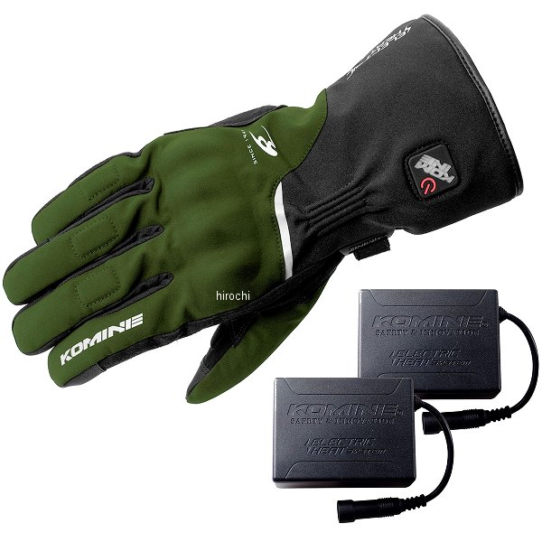 コミネ KOMINE 2024年秋冬モデル プロテクトエレクトリックヒートグローブ セット オリーブ Sサイズ EK-2175 WO店