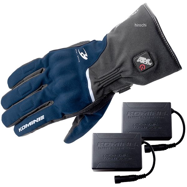 コミネ KOMINE 2024年秋冬モデル プロテクトエレクトリックヒートグローブ セット ネイビー Lサイズ EK-2175 WO店
