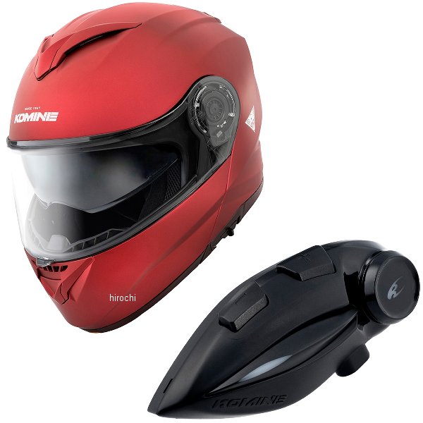 HK-171+i コミネ KOMINE フルフェイスヘルメット&amp;モーターサイクルインターカム マットメタルレッド Mサイズ HK-171 + i WO店