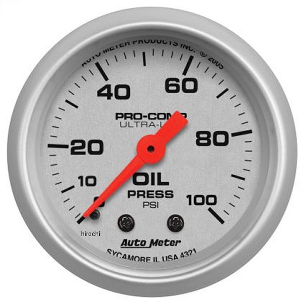 オートメーター Autometer Ultra-Lite 52mm 0-100 PSI メカニカル 油圧計 ATM4321 WO店