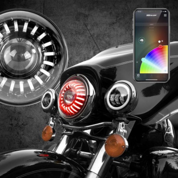 XK Glow 7In RGB LED Harley ヘッドライト XKクローム Bluetooth App Controlled Kit XKGXK-7IN-HD-KIT WO店