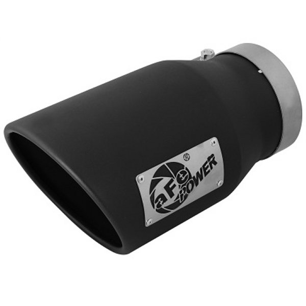 aFe MACHForce XP 5in 304 ステンレススチール Exhaust Tip 5 In x 7 Out x 12L in Bolt On 右 ブラック AFE49T50702-B12 WO店