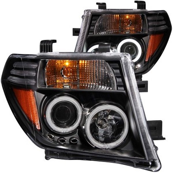 ANZO 2005-2008 ニッサン フロントier プロジェクターヘッドライト w/ Halo Black ANZ111111 WO店