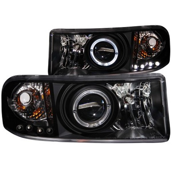 ANZO 1994-2001 Dodge Ram プロジェクターヘッドライト w/ Halo Black
