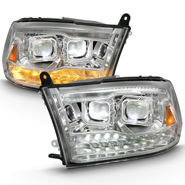 ANZO 2009-2018 Dodge Ram 1500 Led プロジェクターPlank Style Switchback H.L Halo クローム Amber (OE Style) ANZ111465 WO店