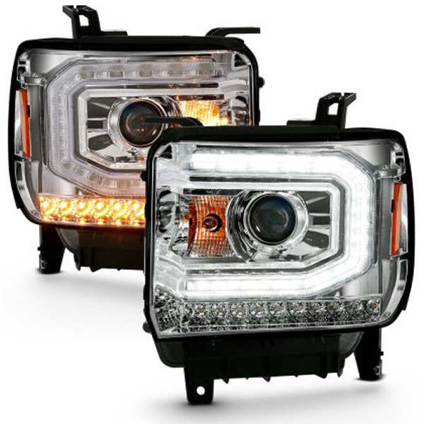 ANZO 16年-19年 Gmc Sierra 1500 プロジェクターHeadlight Plank Style クローム w/ Sequential Amber Signal anz111486 WO店の通販は