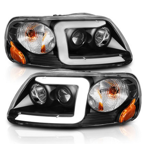ANZO 1997-2003 フォード F-150 プロジェクターヘッドライト w/ Light Bar ブラック Housing anz111503 WO店の通販は