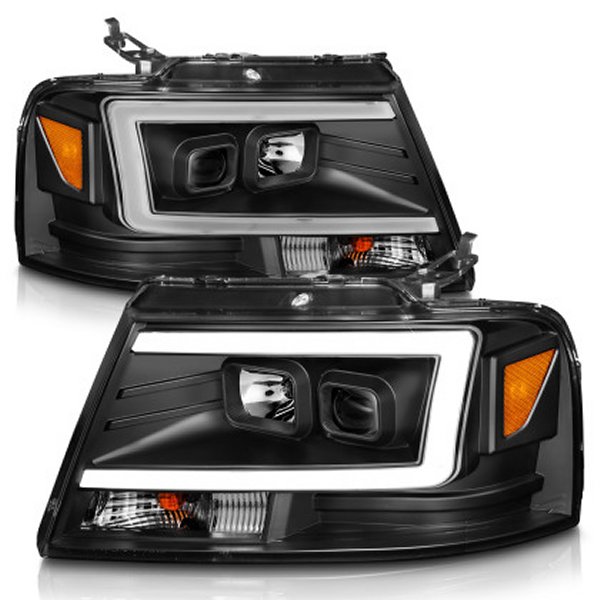 ANZO 2004-2008 フォード F-150 プロジェクターヘッドライト w/ Light Bar ブラック Housing ANZ111541 WO店