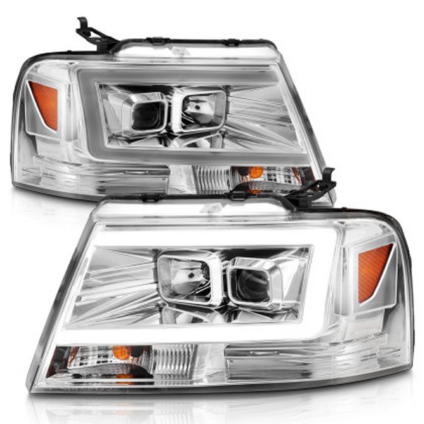 ANZO 2004-2008 フォード F-150 プロジェクターヘッドライト w/ Light Bar クローム Housing ANZ111542 WO店