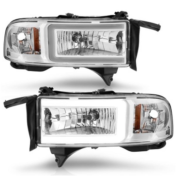 ANZO 94-02 Dodge RAM Crystal Headlight - w/ Light Bar クローム Housing ANZ111555 WO店