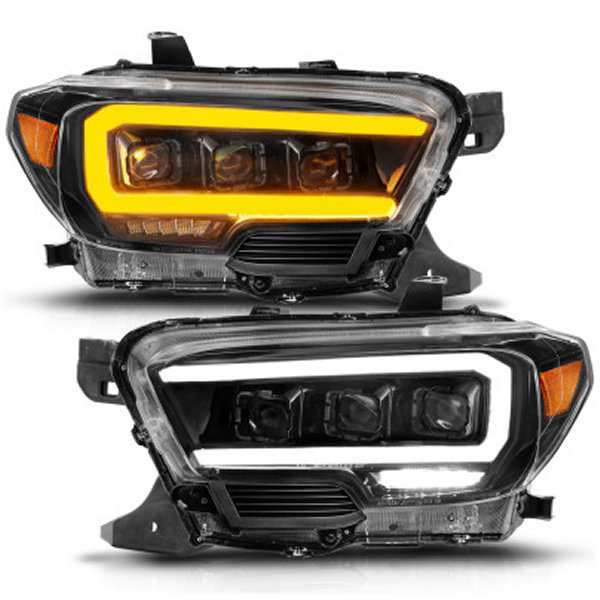 ANZO 16-22 トヨタ Tacoma LED プロジェクターヘッドライト w/ Light Bar Sequential ブラック Housing w/Initiation anz111563 WO店の通販は