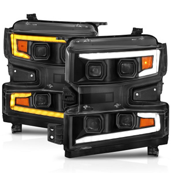 ANZO 19-22 シボレー Silverado 1500 LED Proj HL w/Lgt Bar SwBk Seq. Blk w/In. Light - 運転席側 ON ANZ111566-L WO店