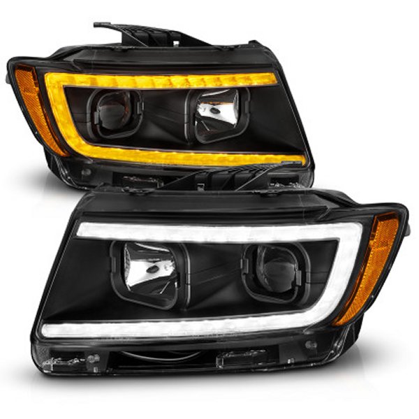 ANZO 11-13 Jeep Grand Cherokee (Factory Halogen Only) プロジェクターヘッドライト w/Light Bar Swtchbk Black ANZ111568 WO店