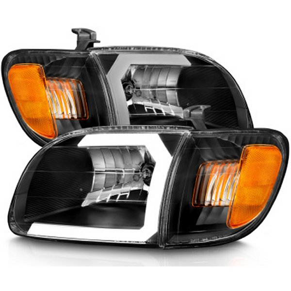 ANZO 00年-04年 トヨタ タンドラ (Fits Reg/Acc Cab Only) Crystal ヘッドライト w/Light Bar ブラック w/Corner Light ANZ111579 WO店