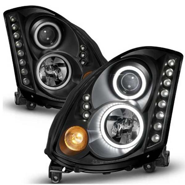 ANZO 2003-2007 Infiniti G35 プロジェクターヘッドライト w/ Halo ブラック (CCFL) (HID Compatible) anz121363 WO店 66,871円