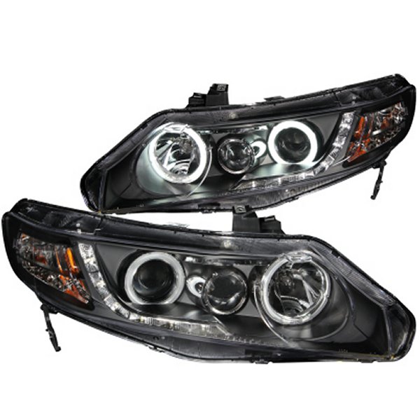 ANZO 06年-11年 ホンダ Civic プロジェクターヘッドライト w/ Halo ブラック (CCFL) ANZ121454 WO店