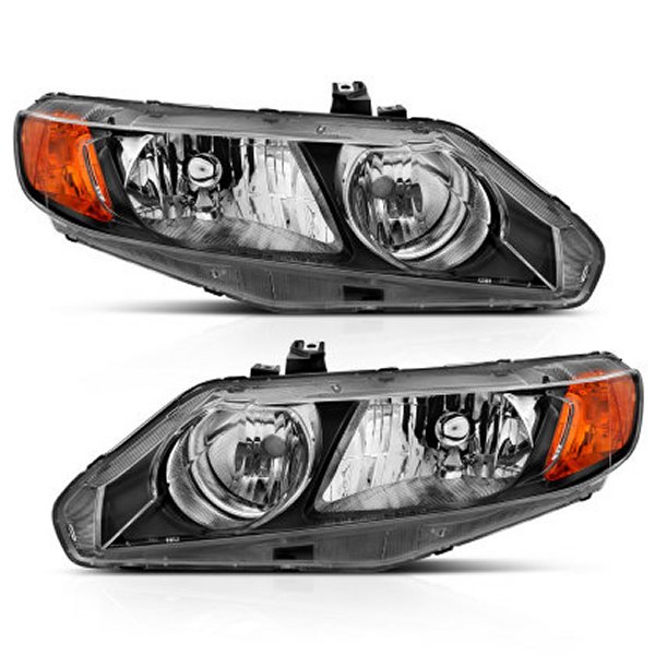 ANZO 06年-11年 ホンダ Civic 4 Door Crystal Headlight ブラック Amber (OE Replacement) ANZ121547 WO店