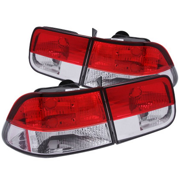 ANZO 1996-2000 ホンダ Civic Taillights Red/Clear ANZ221222 WO店