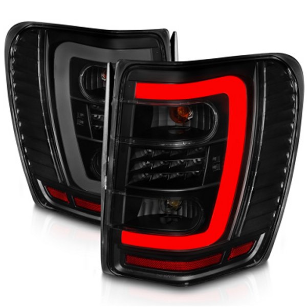 ANZO 1999-2004 Jeep Grand Cherokee LED Tail Lights w/ Light Bar ブラック Housing Smoke Lens ANZ311395 WO店