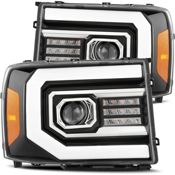 AlphaRex LUXXシリーズ LED プロジェクター ヘッドライト ジェットブラック 07年-13年 GMC Sierra 1500 (No Clsc) ARX880097 WO店