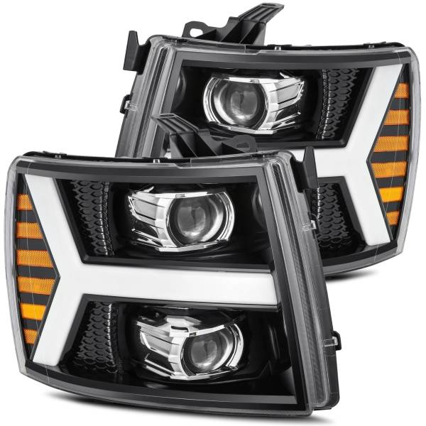 AlphaRex LUXXシリーズ LED プロジェクター ヘッドライト Plank Style ジェットブラック 07年-13年 Chevy 1500 ARX880223 WO店